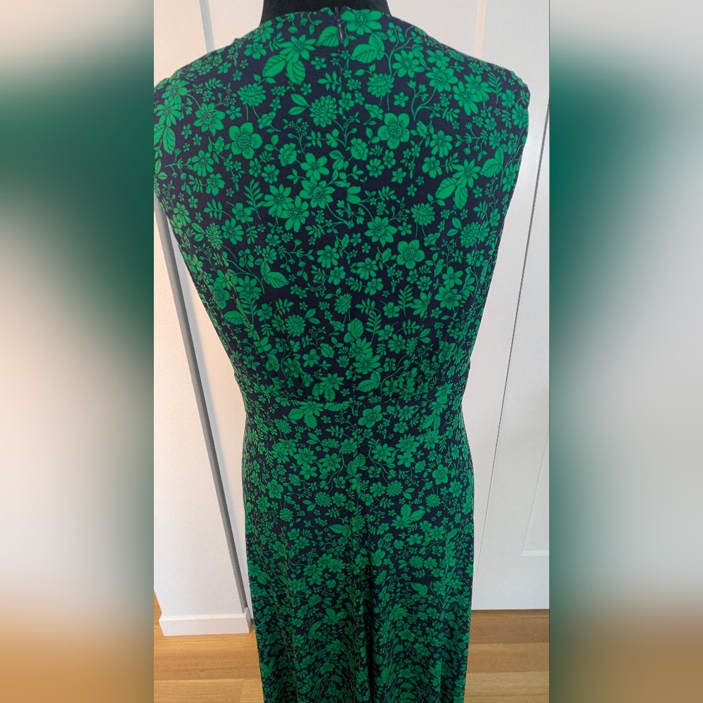 London Times Women's Floral Printed Sleeveless Midi Dress Green Blue Sz 14 EUC - Picture 10 of 15